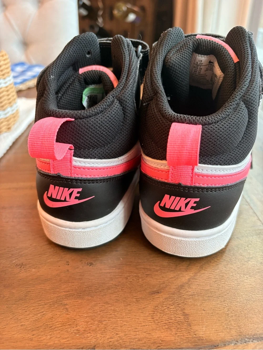 Nike Court Borough Mid 2 Sneakers in Black, White & Hot Pink